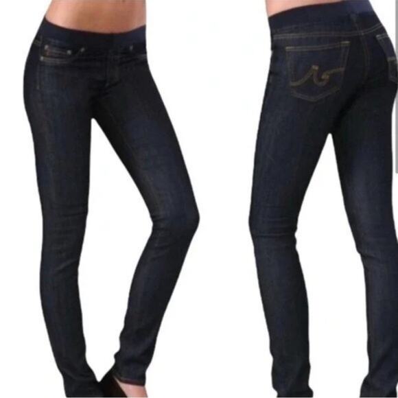 AG ADRIANO GOLDSCHMIED the Tights Dark Wash Pull On Elastic Skinny Jeans Size 31 - Picture 1 of 5